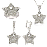 Sterling Silver Zirconia Pave Star Jewelry Set
