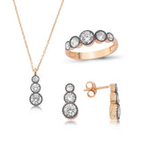 Rose Gold Plated Silver Diamond Model Jewelry Set - Graduated Stone Design