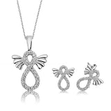 Jewelry Set - Sterling Silver Winged Infinity with Pave Zirconia