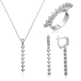Sterling Silver Dainty Sparkle Cubic Zirconia Jewelry Set