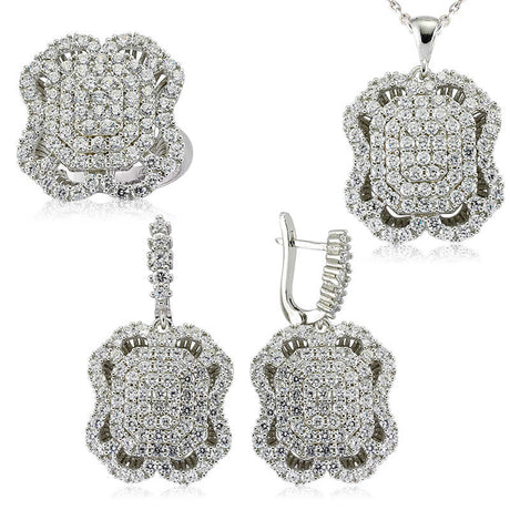 Sterling Silver Pave Crystal Statement Jewelry Set