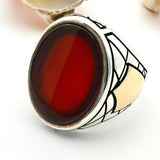 Step into Elegance with our Men's Red Agate Stone Ring