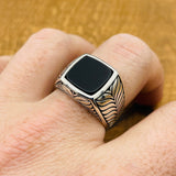 Sterling Silver 925 Handmade Black Onyx Men's Ring