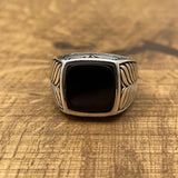 Sterling Silver 925 Handmade Black Onyx Men's Ring - TryAladdin