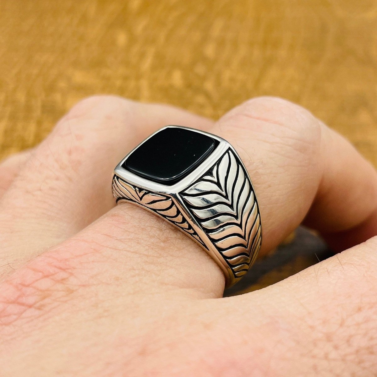 Sterling Silver 925 Handmade Black Onyx Men's Ring