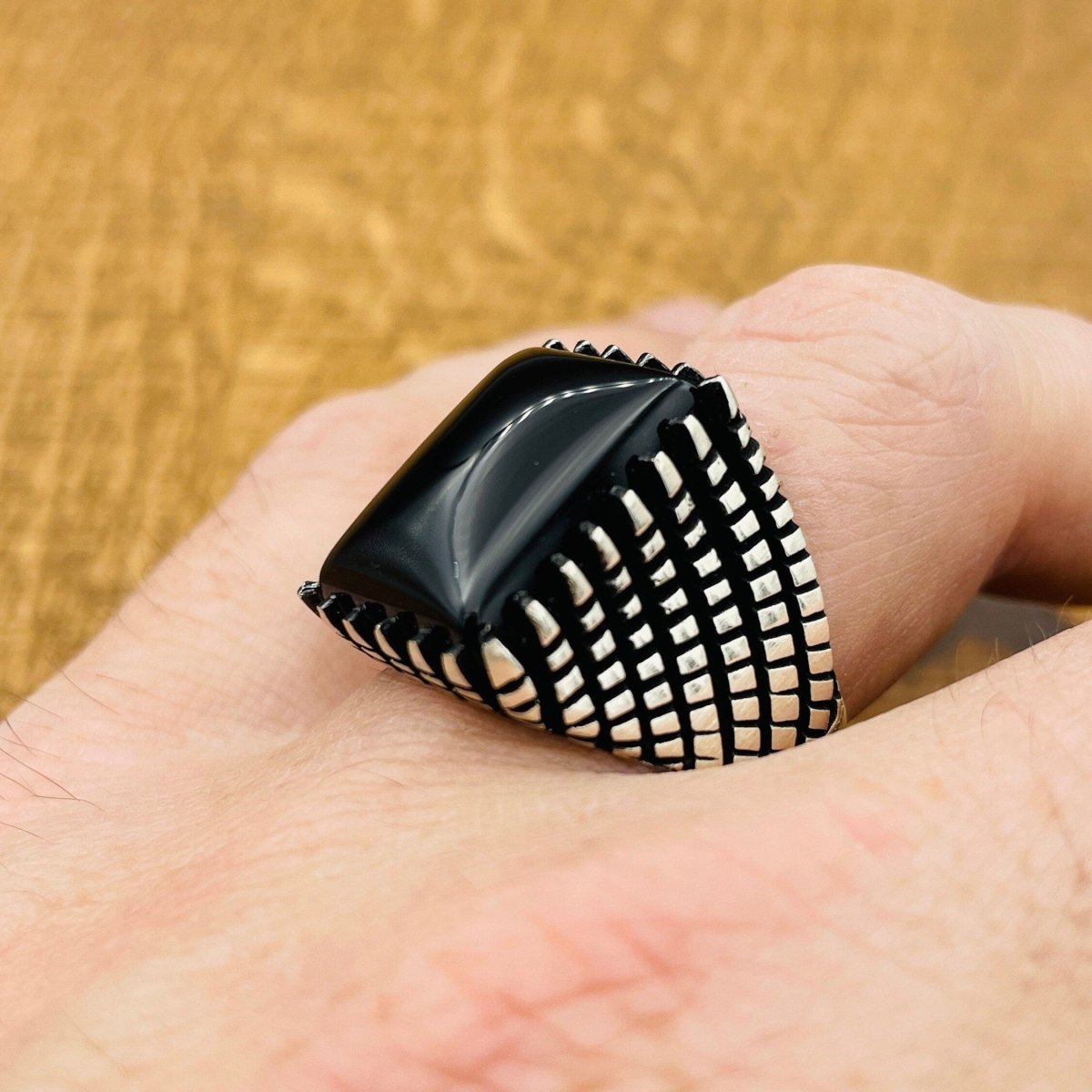 Sterling Silver 925 Handmade Black Onyx Men's Ring