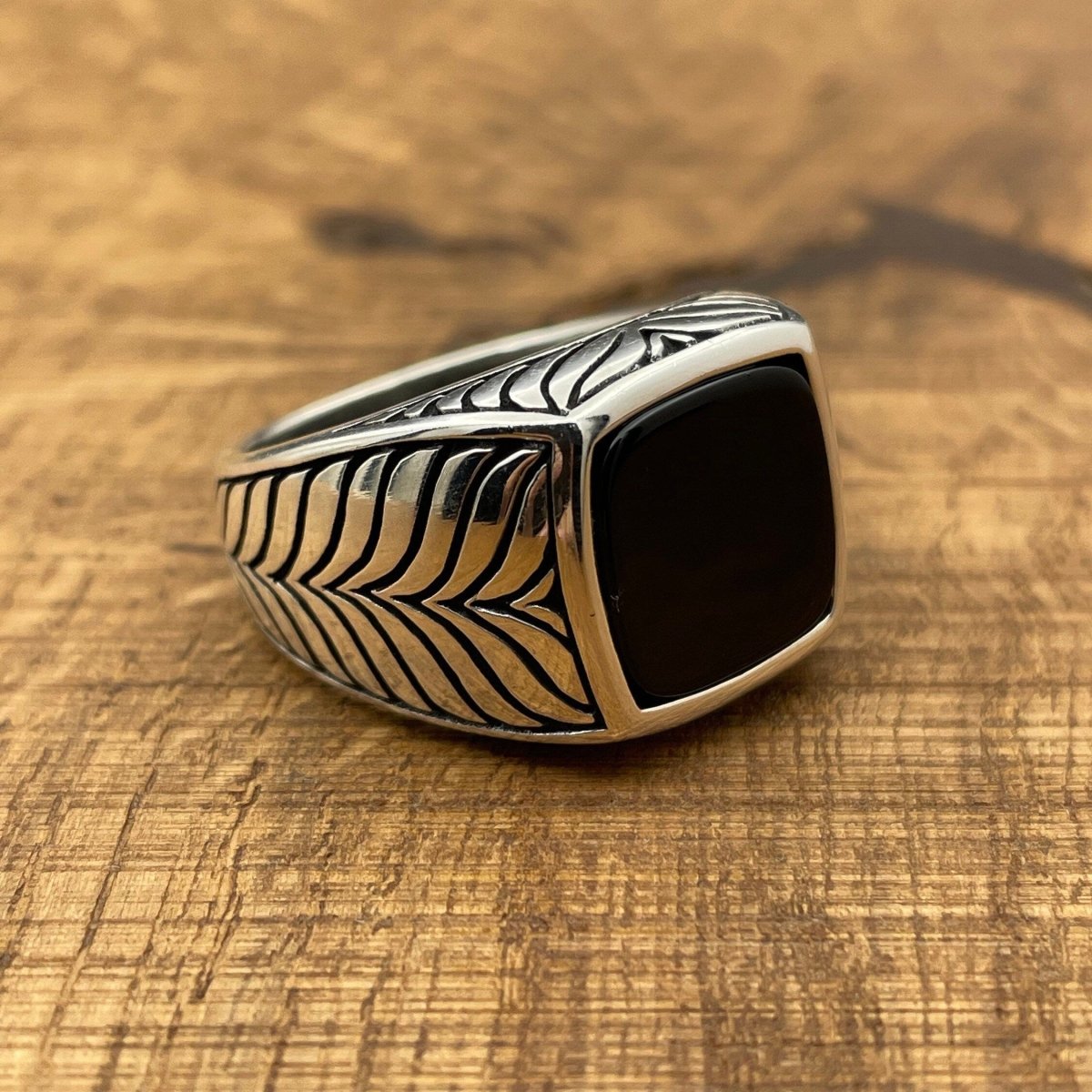 Sterling Silver 925 Handmade Black Onyx Men's Ring