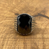 Sterling Silver 925 Handmade Black Zircon Men's Ring