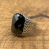 Sterling Silver 925 Handmade Black Zircon Men's Ring