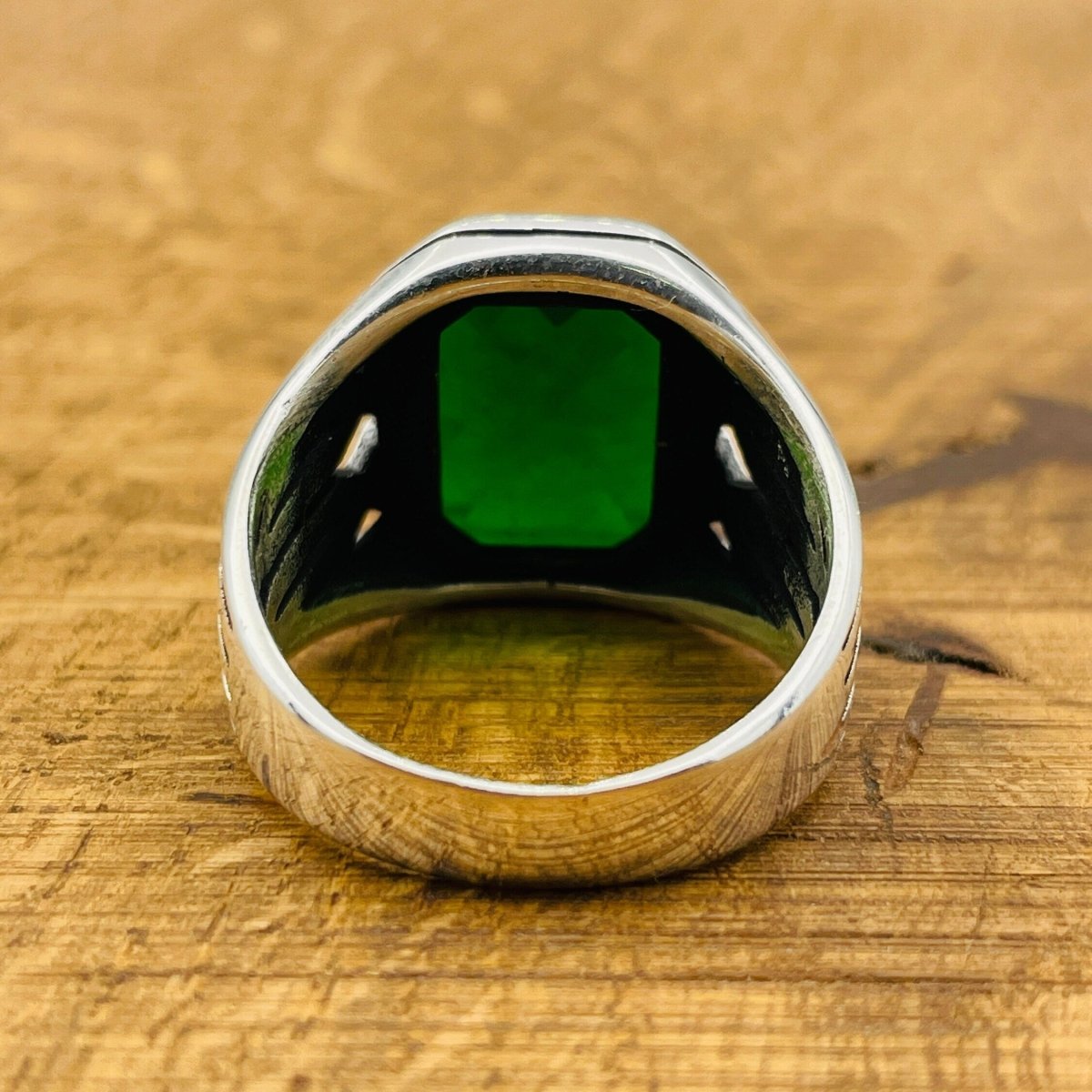 Sterling Silver 925 Handmade Emerald Stone Men's Ring