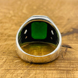 Sterling Silver 925 Handmade Emerald Stone Men's Ring