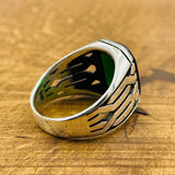 Sterling Silver 925 Handmade Emerald Stone Men's Ring