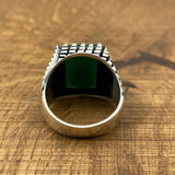 Sterling Silver 925 Handmade Green Agate Men's Ring