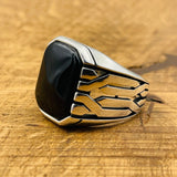 Sterling Silver 925 Handmade Onyx Stone Men's Ring