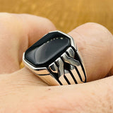 Sterling Silver 925 Handmade Onyx Stone Men's Ring