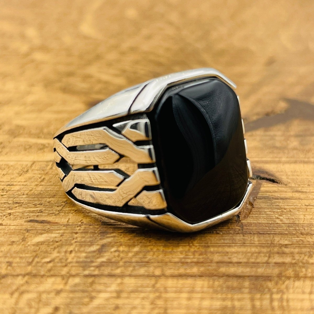 Sterling Silver 925 Handmade Onyx Stone Men's Ring