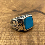 Sterling Silver 925 Handmade Turquoise Men's Ring