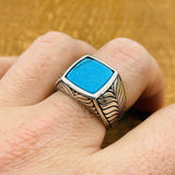 Sterling Silver 925 Handmade Turquoise Men's Ring