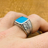 Sterling Silver 925 Handmade Turquoise Men's Ring