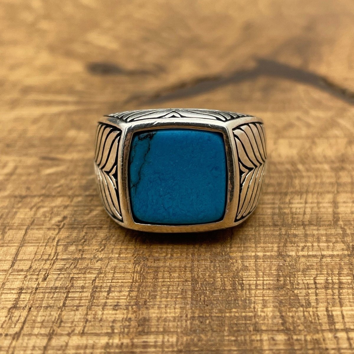 Sterling Silver 925 Handmade Turquoise Men's Ring