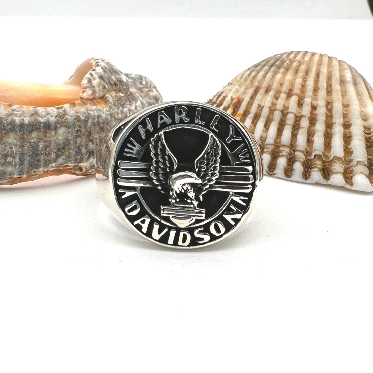 Sterling Silver Harley Davidson Ring