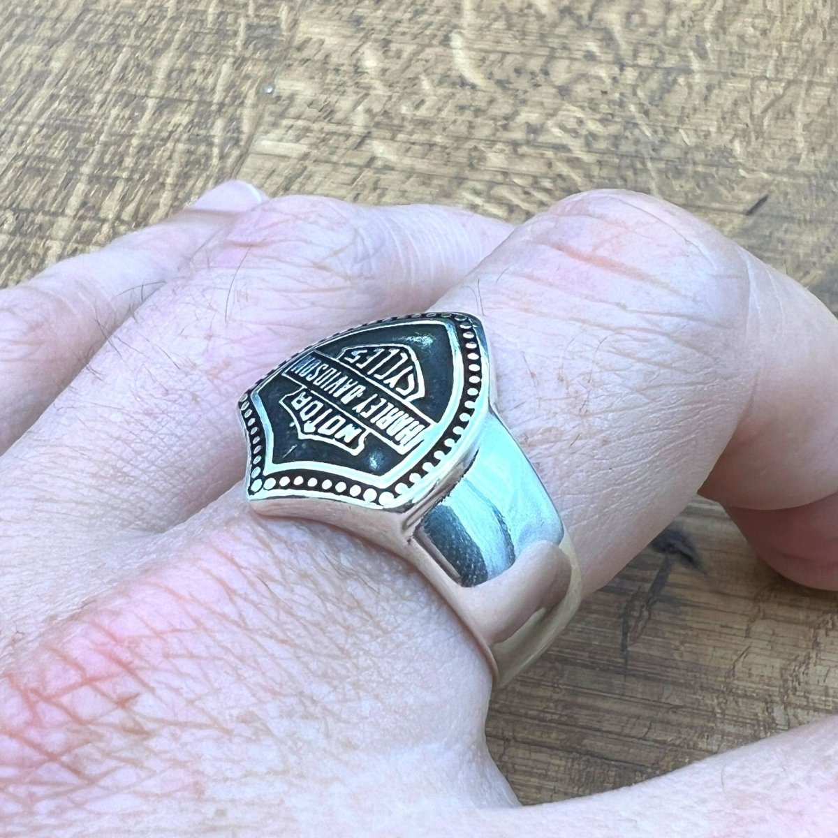 Sterling Silver Harley Davidson Ring