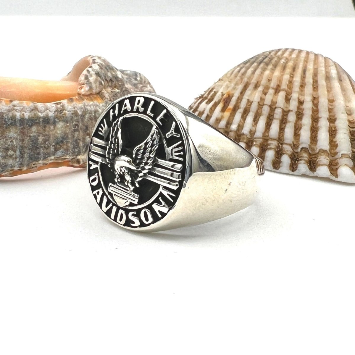 Sterling Silver Harley Davidson Ring