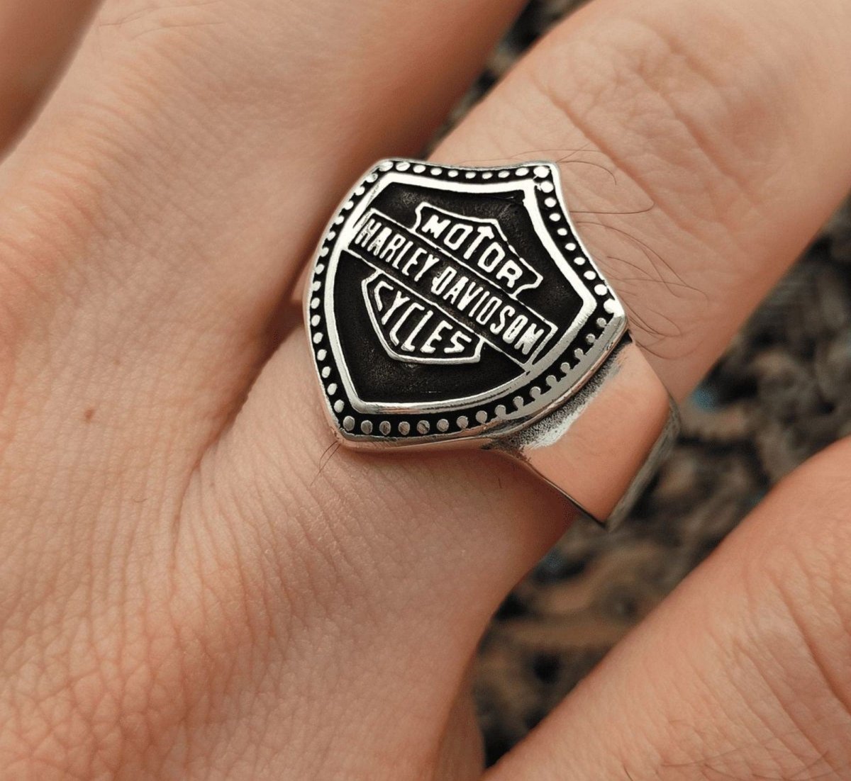 Sterling Silver Harley Davidson Ring