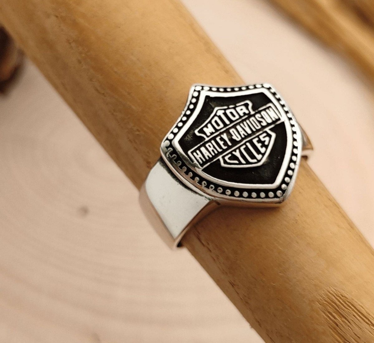 Sterling Silver Harley Davidson Ring