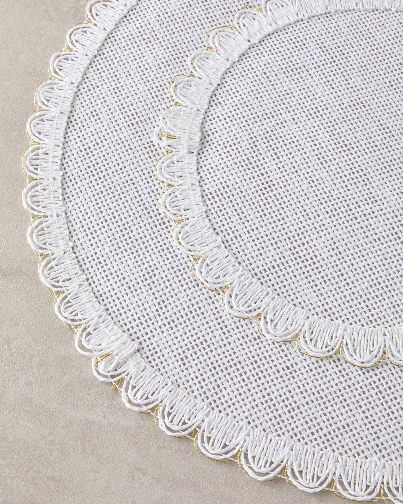 Premium Stitch Design Disposable Paper Placemat Set White Gold