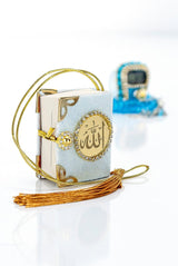 Stone Designed Dhikrmatic and Mini Quran Gift Set with Crystal Stone Paryer Bead - Blue Color - TryAladdin