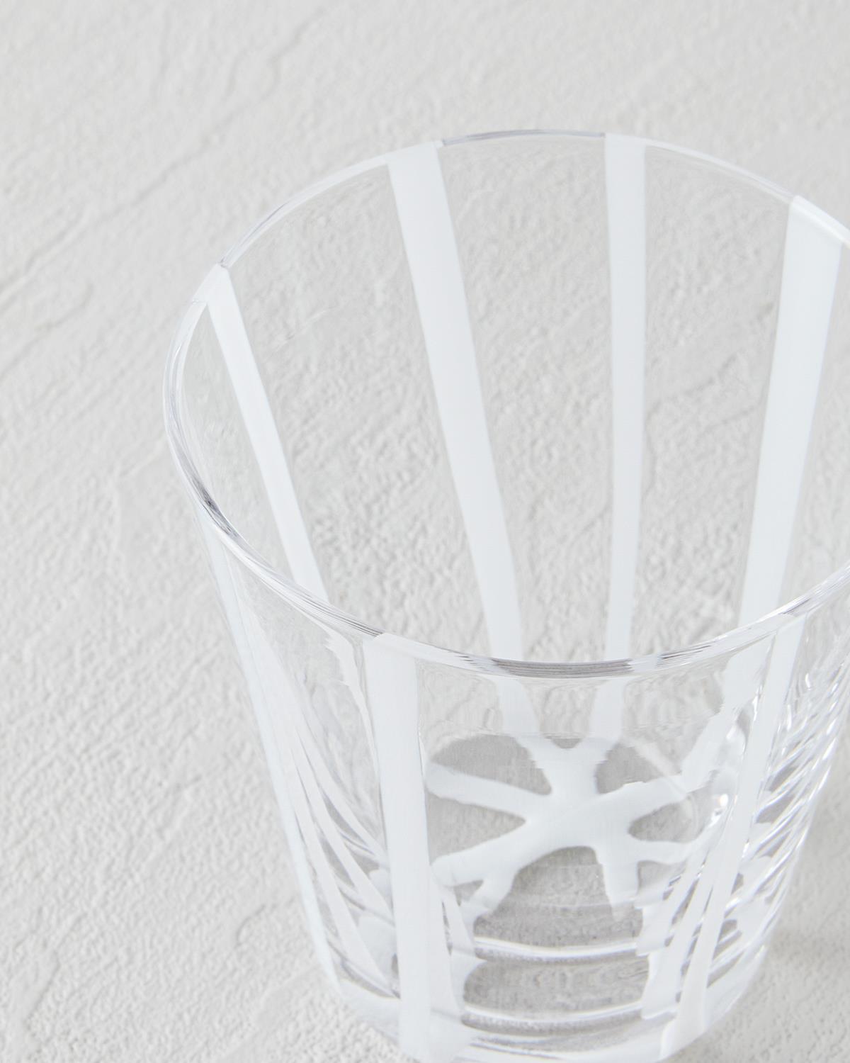 Artisan Striped Handcrafted White Glass Tumbler
