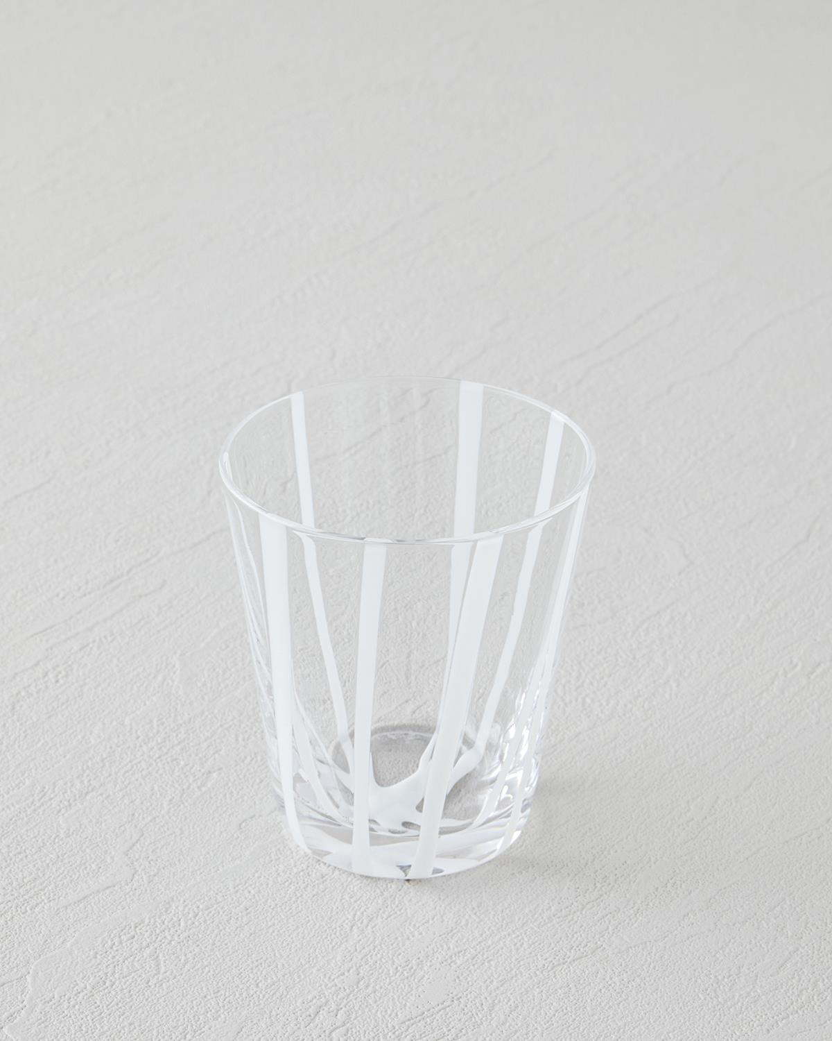 Artisan Striped Handcrafted White Glass Tumbler