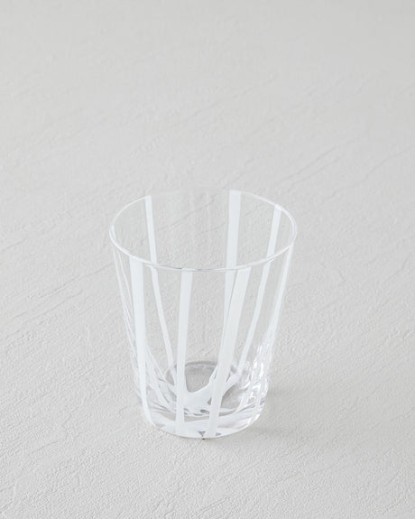 Artisan-Striped-Handcrafted-White-Glass-Tumbler