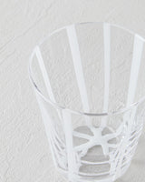 Artisan Striped Handcrafted White Glass Tumbler