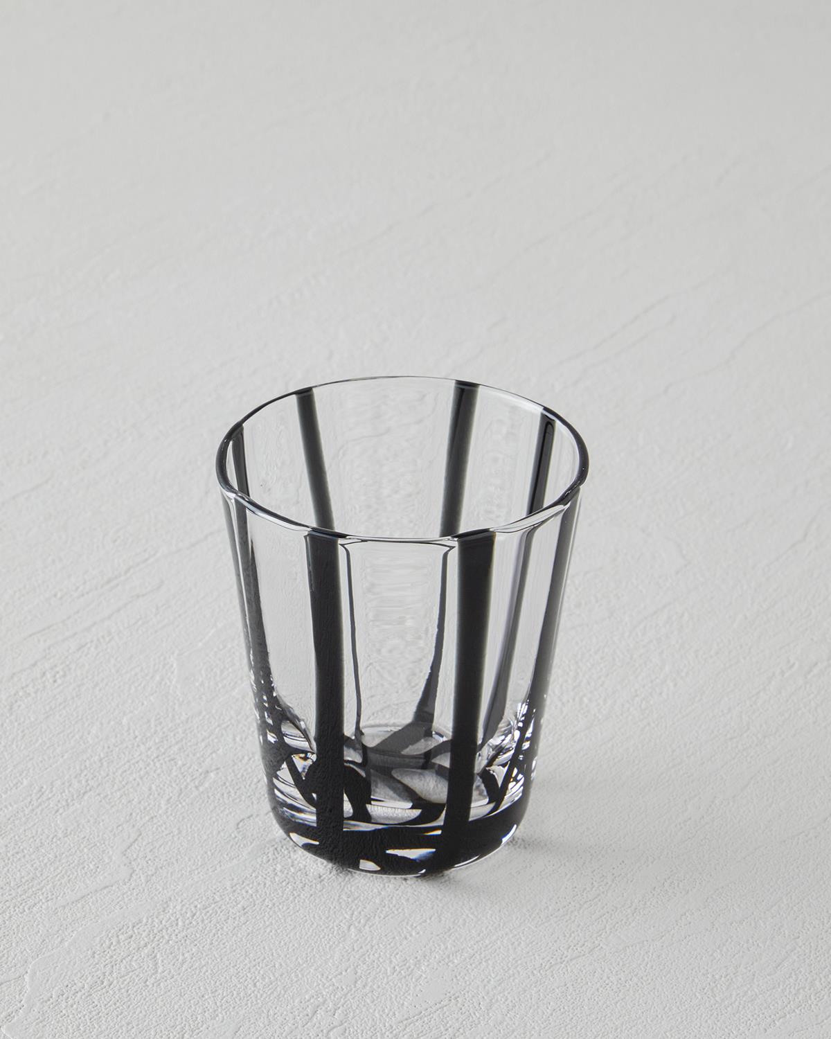 Premium Handmade Striped Artisan Glass Tumbler Black