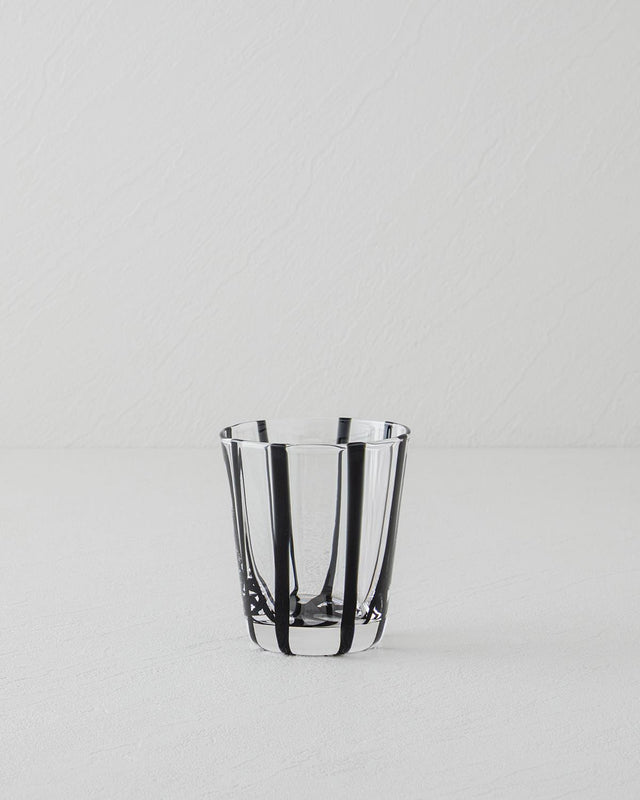 Premium-Handmade-Striped-Artisan-Glass-Tumbler-Black