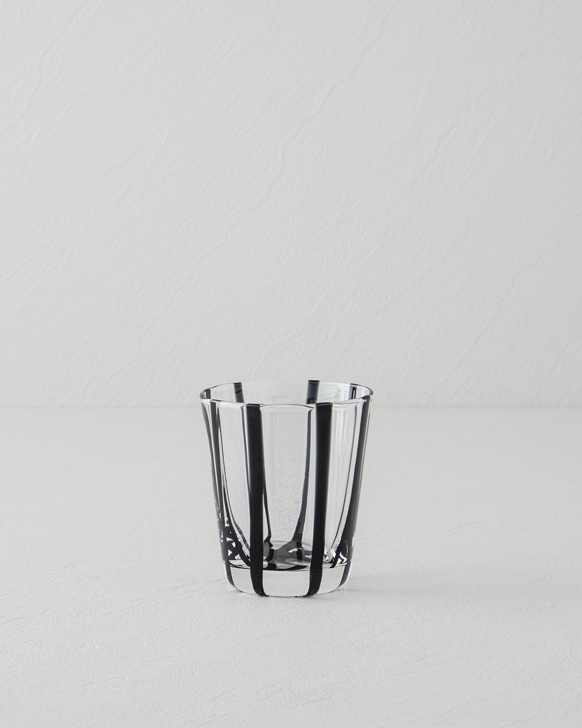 Premium Handmade Striped Artisan Glass Tumbler Black