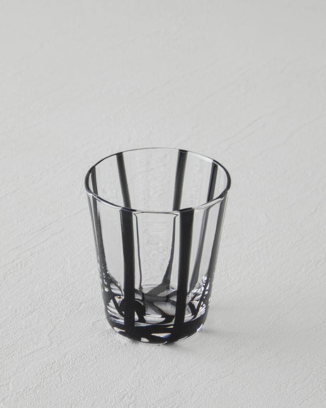 Premium-Handmade-Striped-Artisan-Glass-Tumbler-Black