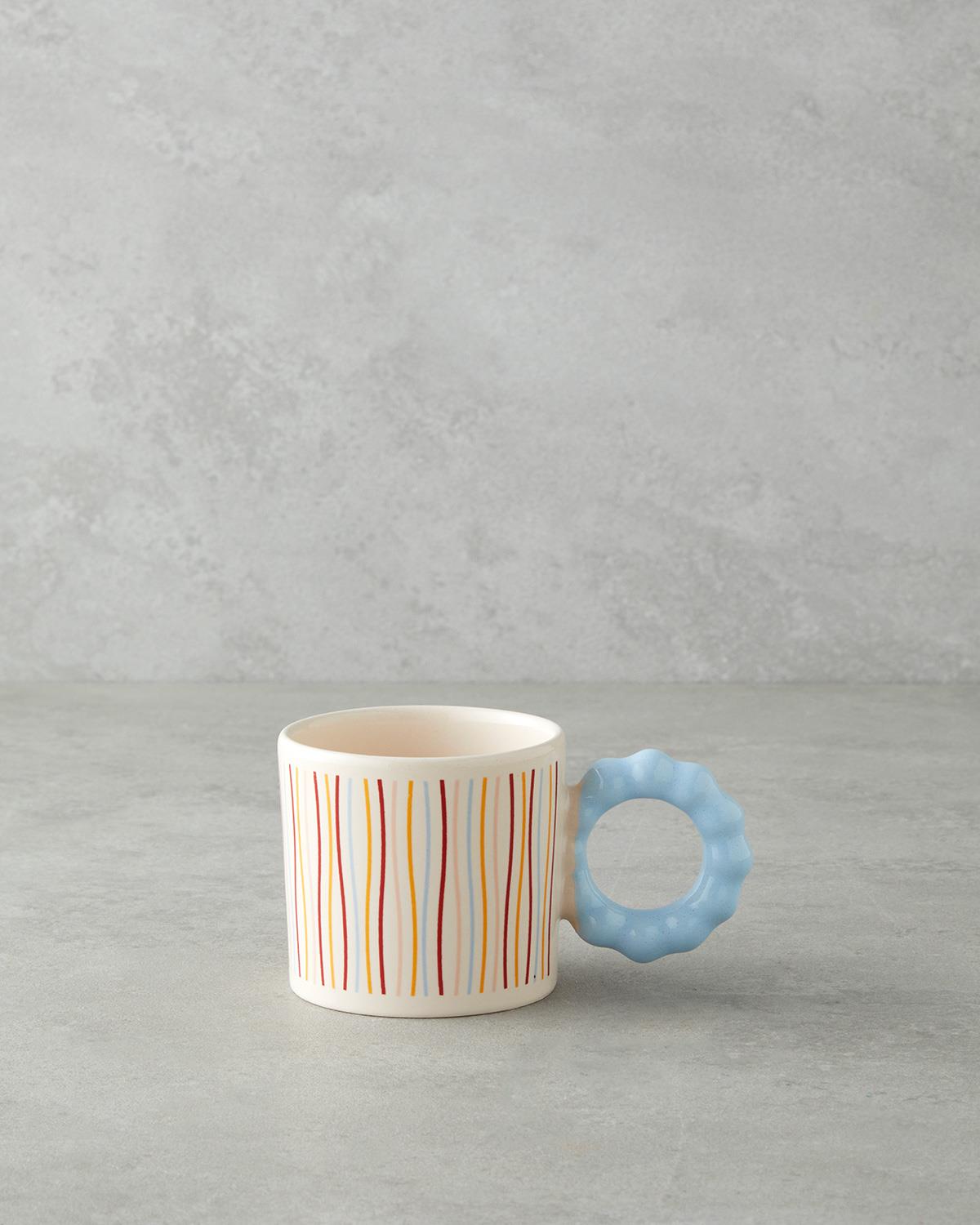 Premium Striped Ceramic Coffee Mug   Vibrant Design Collection
