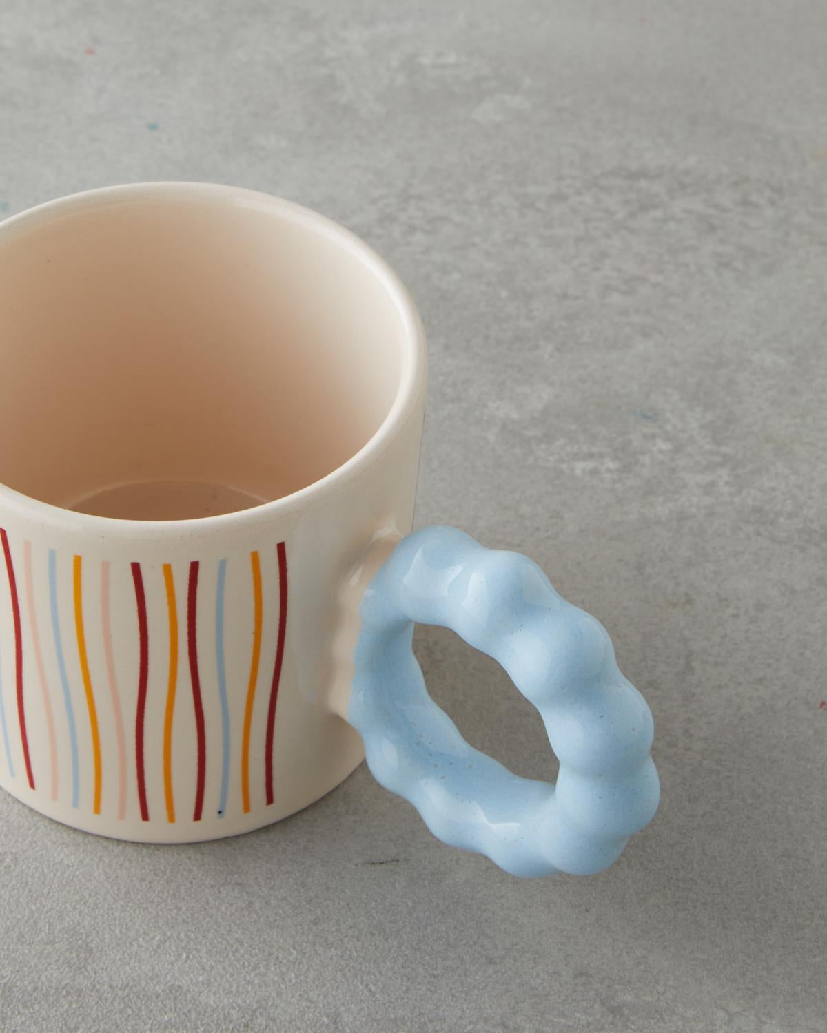 Premium Striped Ceramic Coffee Mug   Vibrant Design Collection