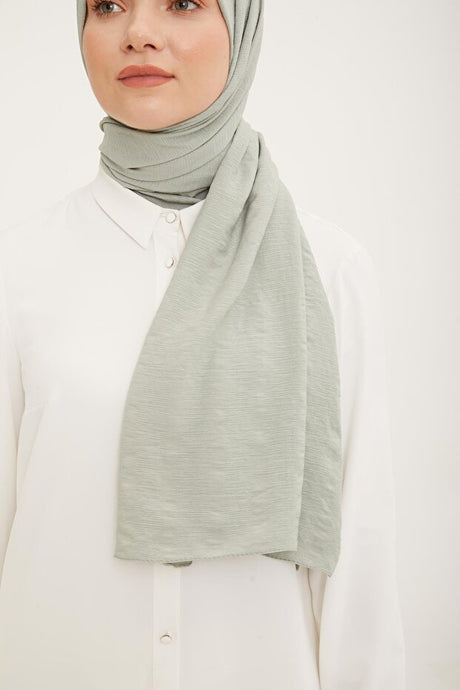 Striped Cotton - Textured Jazz Shawl - Sage Green - TryAladdin
