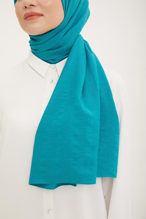 Striped Textured Jazz Shawl - Petroleum Color - TryAladdin