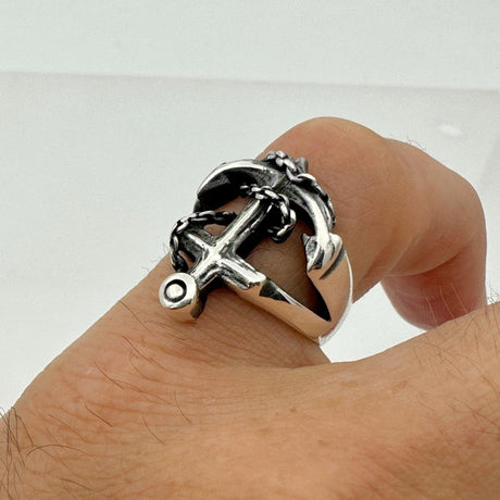 Stylish Men's Anchor Silver Ring