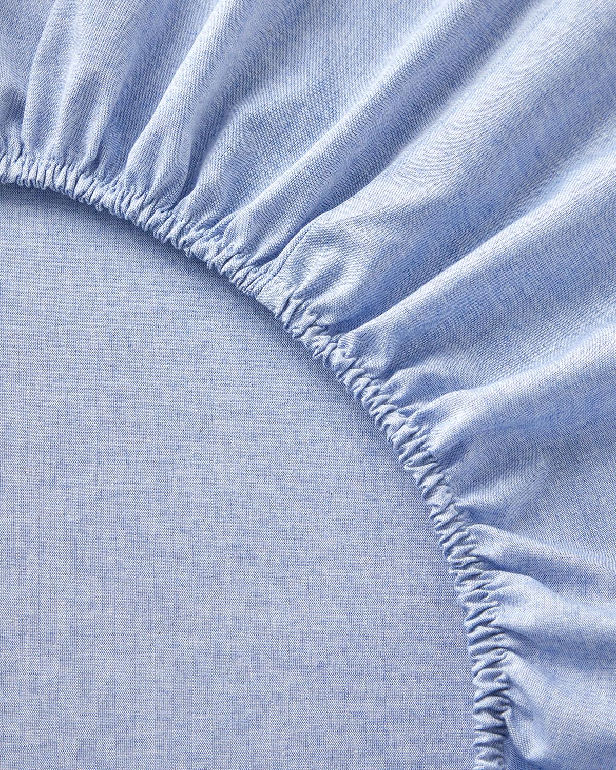 Dezente Wellen – garngefärbte Bettbezug-Garnitur für Einzelbett, Blau