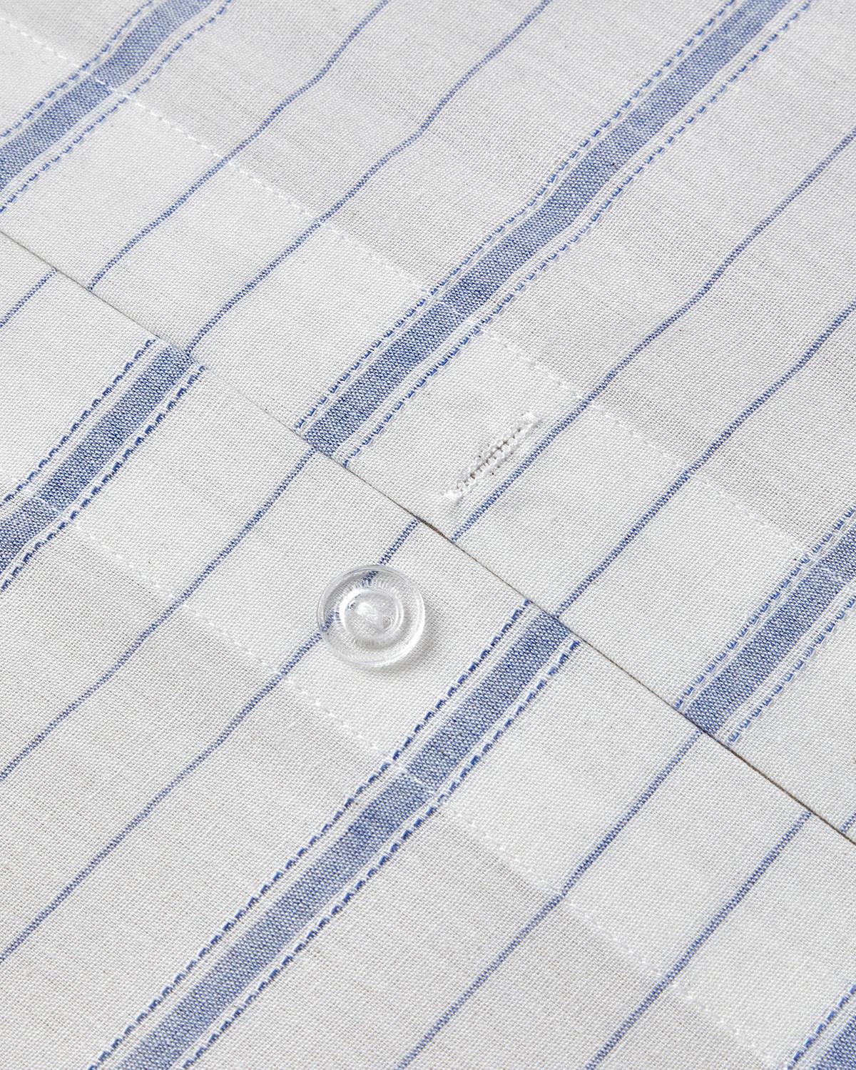 Dezente Wellen – garngefärbte Bettbezug-Garnitur für Einzelbett, Blau