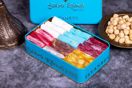 Sukru Efendi 1935 | Mix Turkish Delight Fingers with Pistachio and Hazelnut in Gift Metal Box