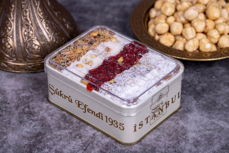 Sukru Efendi 1935 | Mix Turkish Delight with Pistachio and Hazelnut in Gift Metal Box