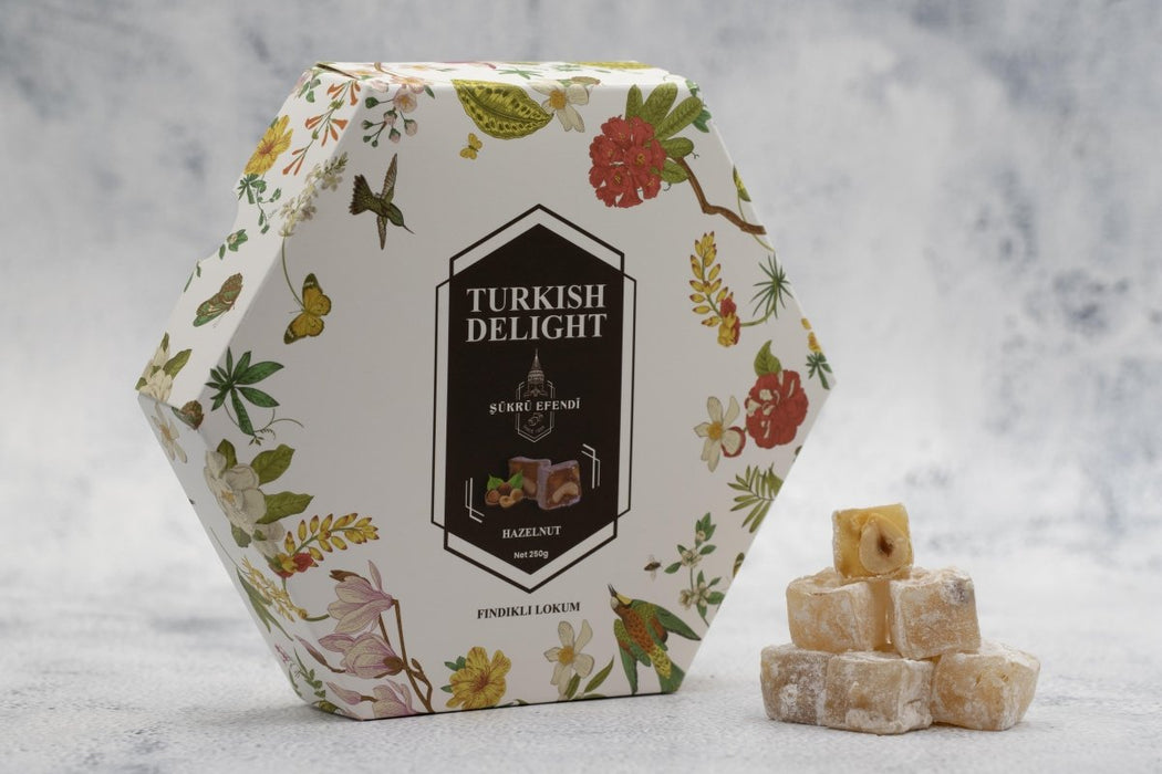 Sukru Efendi 1935 | Turkish Delight Hexagonal Box Hazelnut