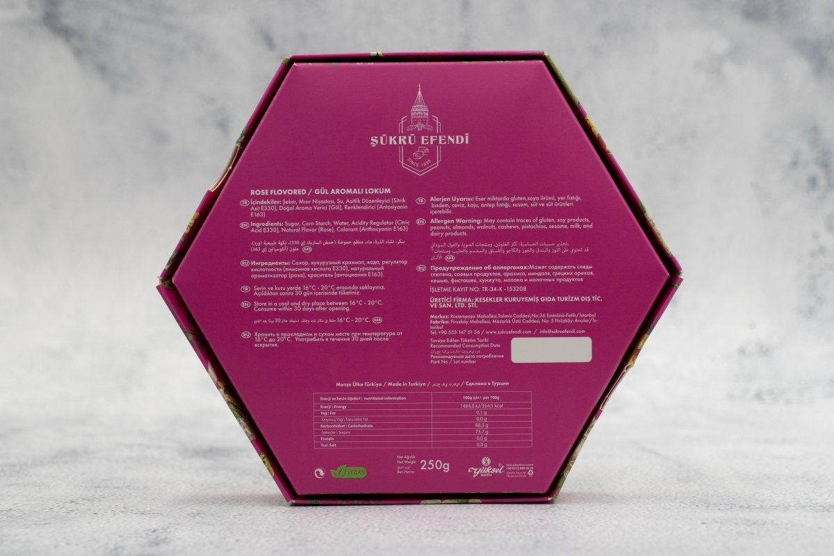 Sukru Efendi 1935 | Turkish Delight Hexagonal Box Rose Flavored